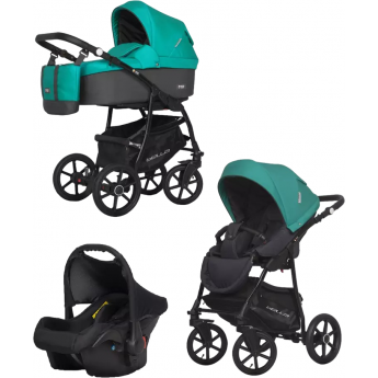 Коляска 3 в 1 RIKO BASIC BELLA 03 серый-малахит Коляска 3 в 1 RIKO BASIC BELLA 03 серый-малахит